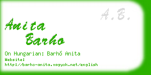 anita barho business card